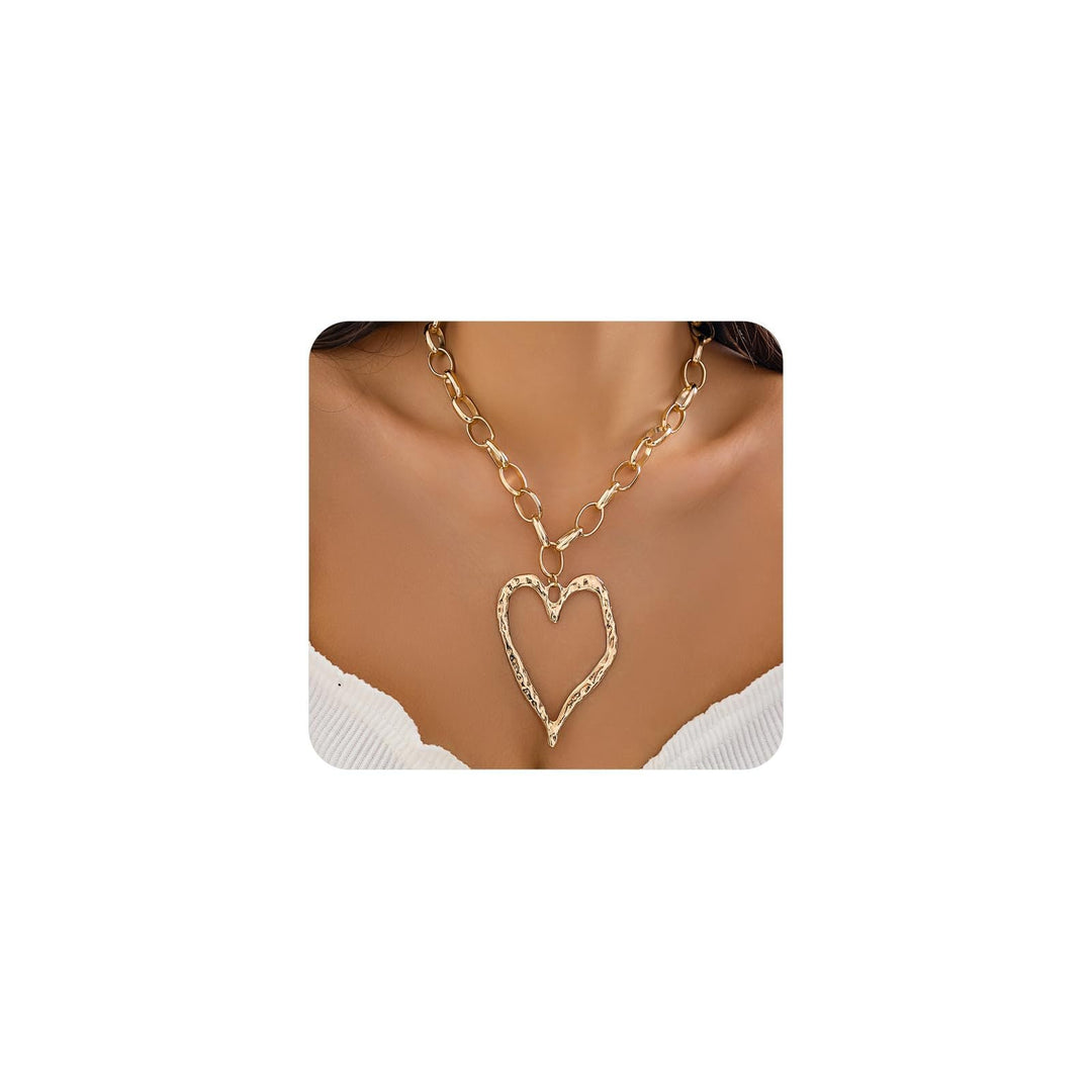 Statet Heart and Pearl Chain Necklace Kalsten