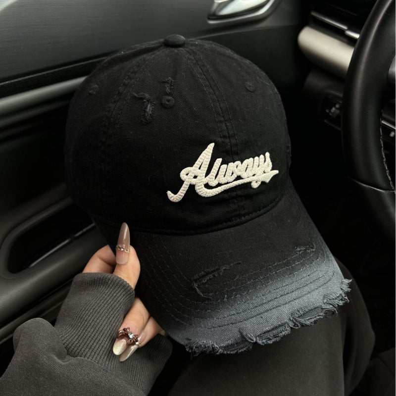 Women's Distressed Denim Style Baseball Cap Kalsten