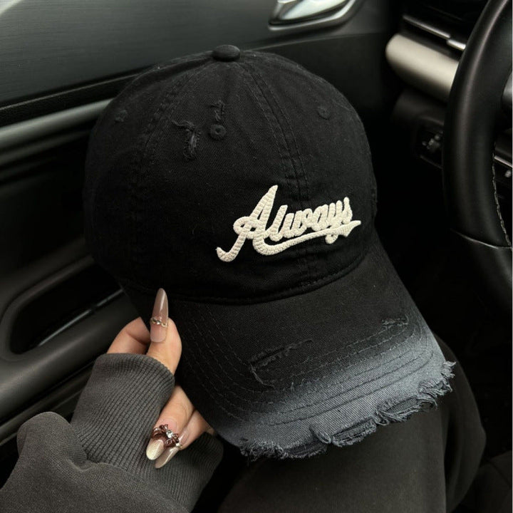 Women's Distressed Denim Style Baseball Cap Kalsten