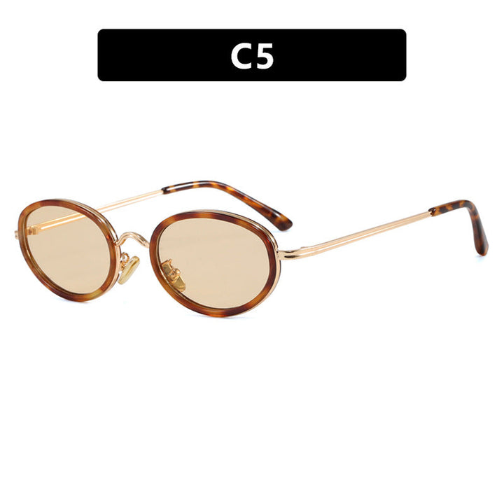 Ladies elegant round sunglasses with stylish metal frame Kalsten