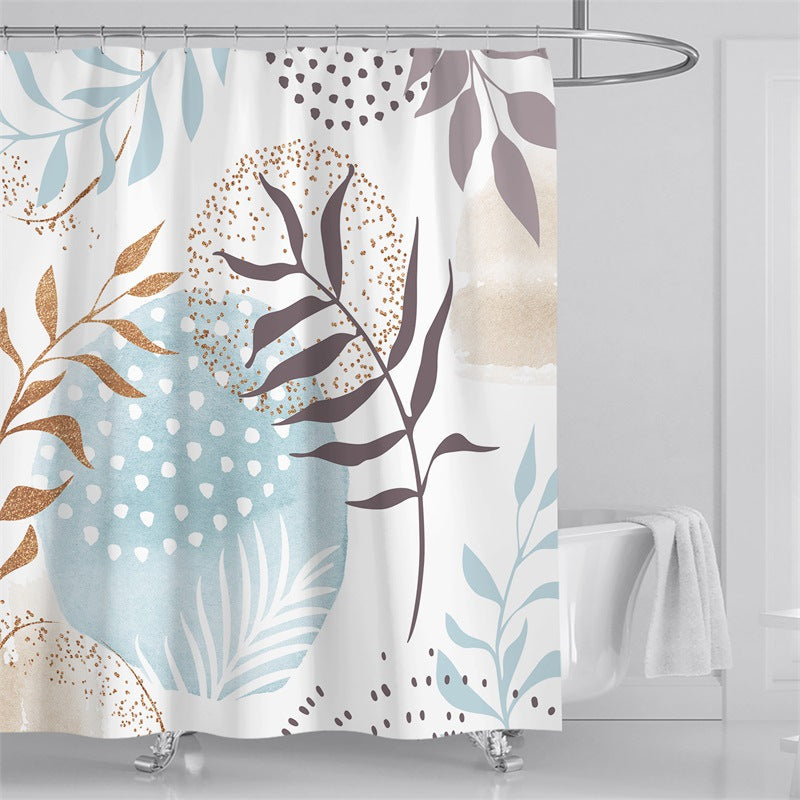 Tropical Leaf Print Shower Curtain Kalsten