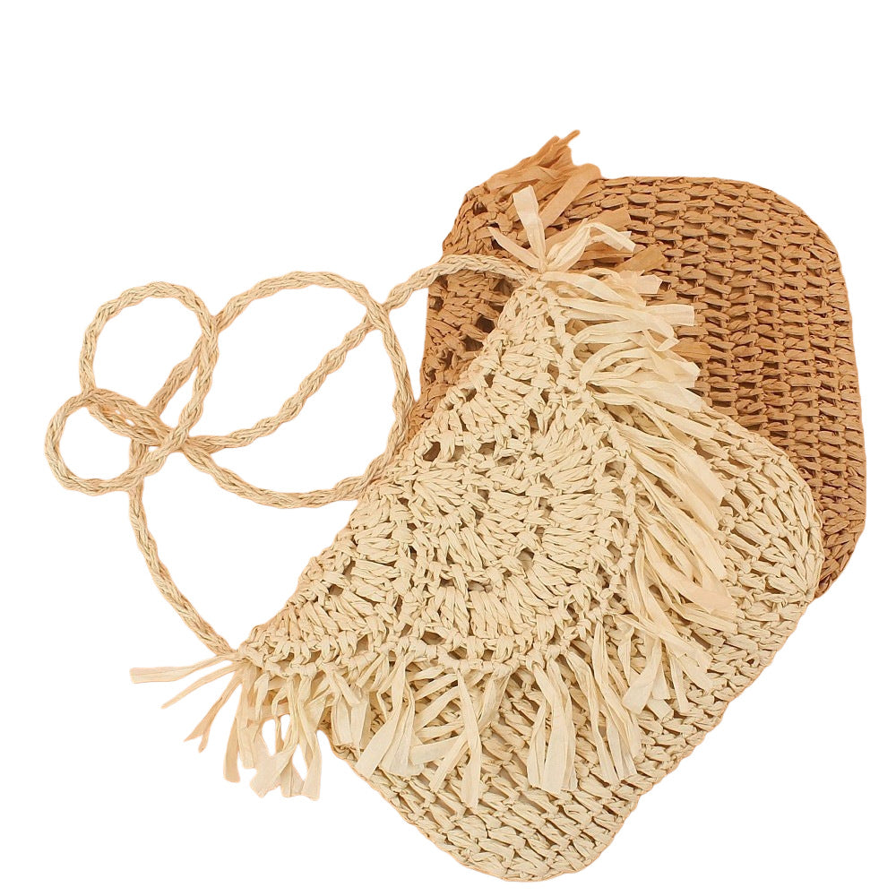 Handmade handbag with fringes Made from natural material Kalsten