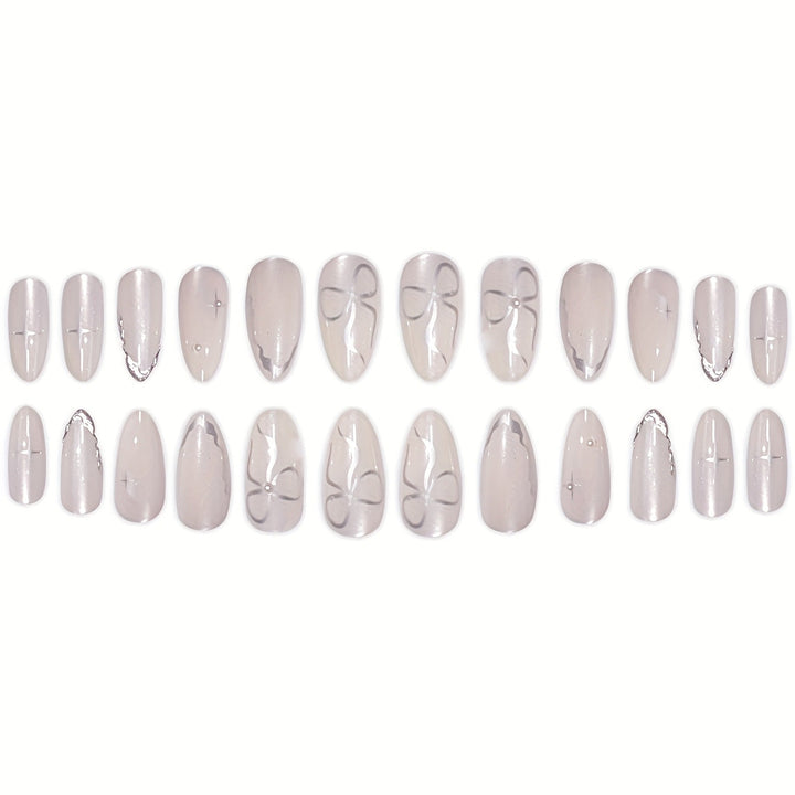 Elegant Press-On Nail Art with Floral Accents Kalsten
