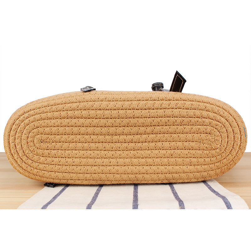 Braided beach bag with elegant faux leather handles Kalsten