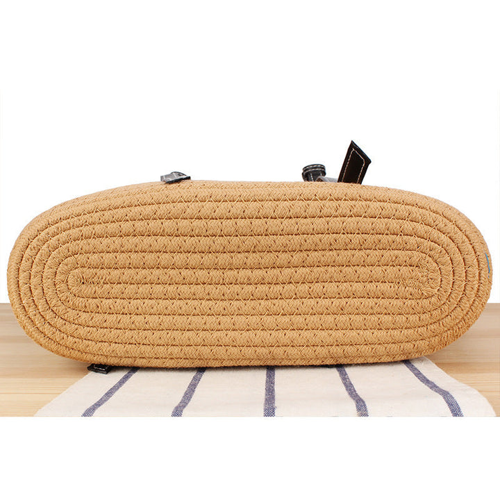 Braided beach bag with elegant faux leather handles Kalsten