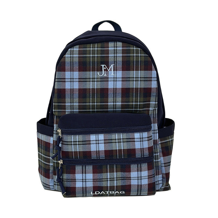 Checked Pattern Lightweight School Backpack Kalsten