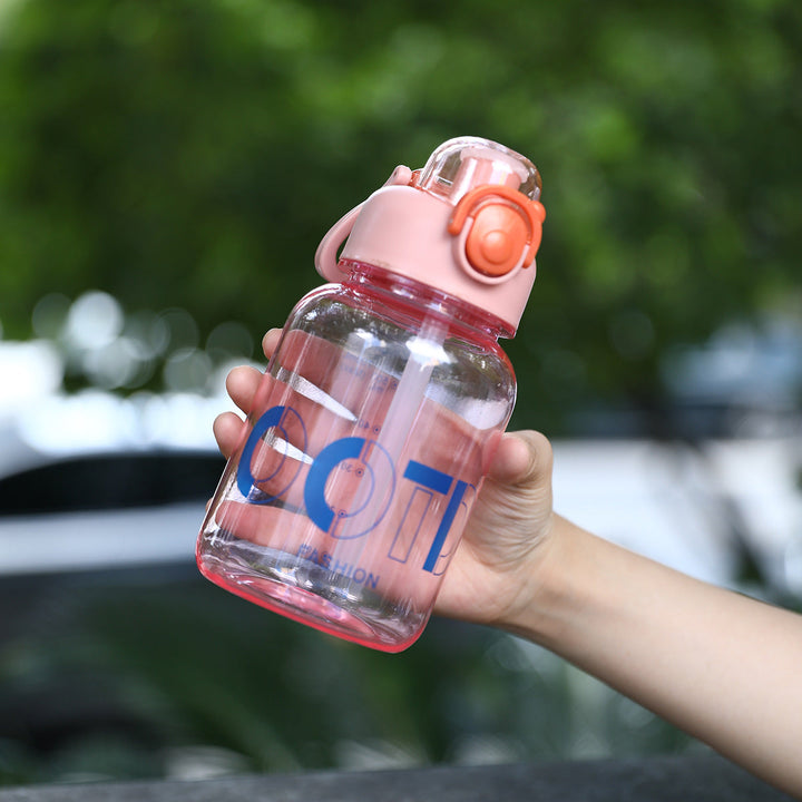 Women's transparent sports water bottle with practical Kalsten attachment