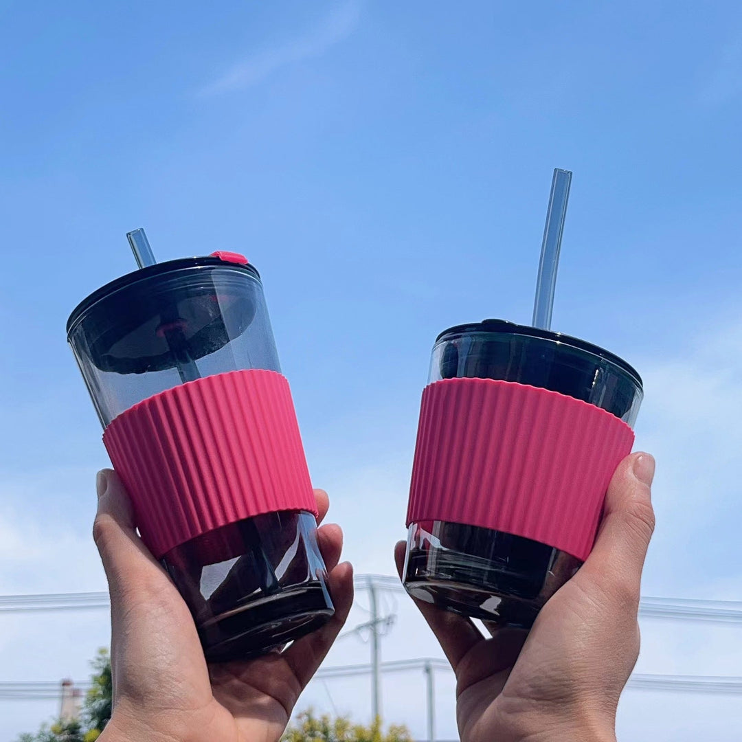 Women's versatile drinking cup with non-slip silicone cover and straw Kalsten