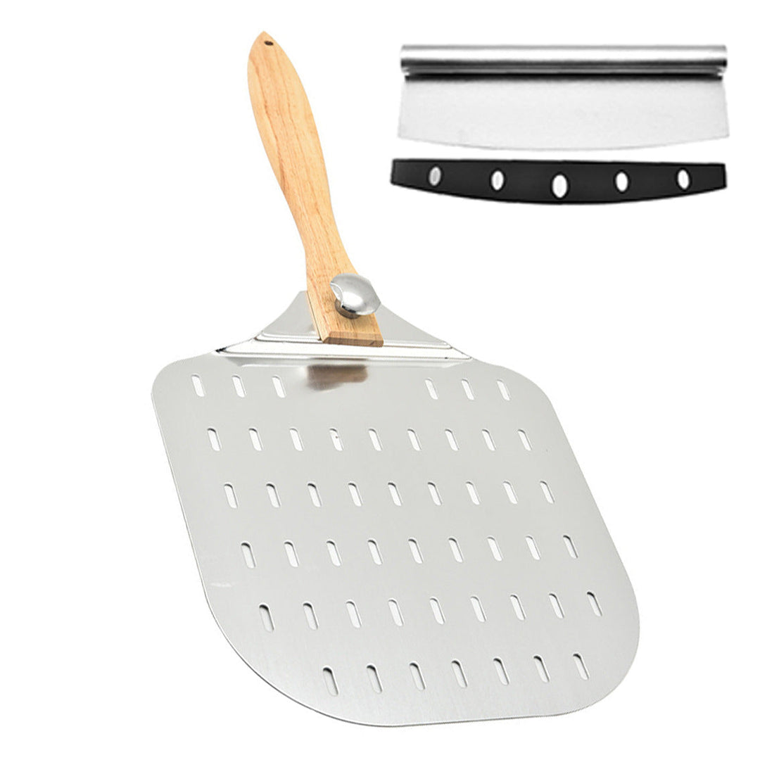 large stainless steel pizza peel with wooden handle Kalsten
