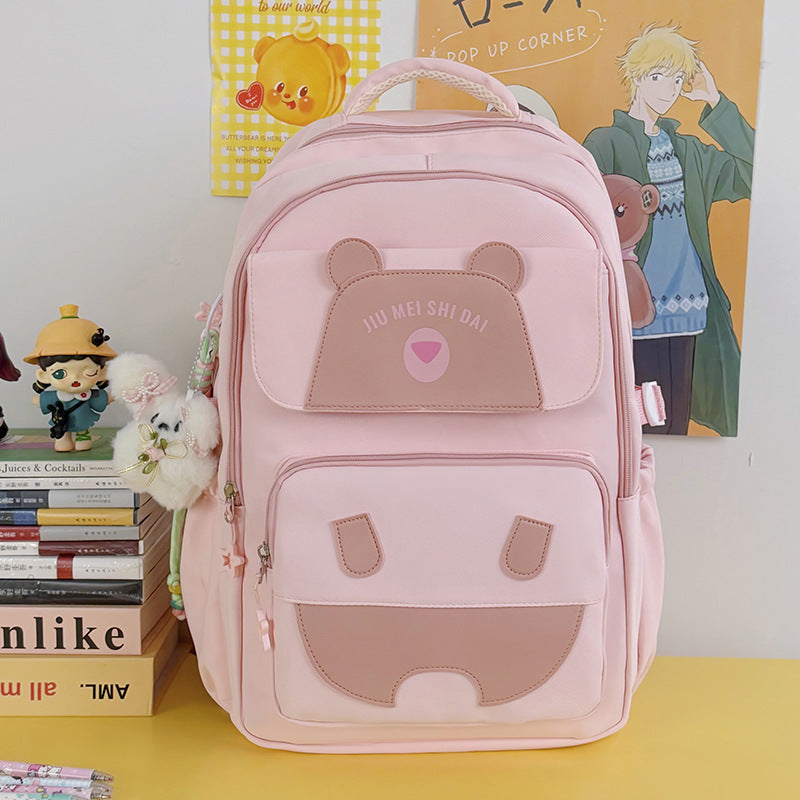 Cute Bear-Embossed School Backpack