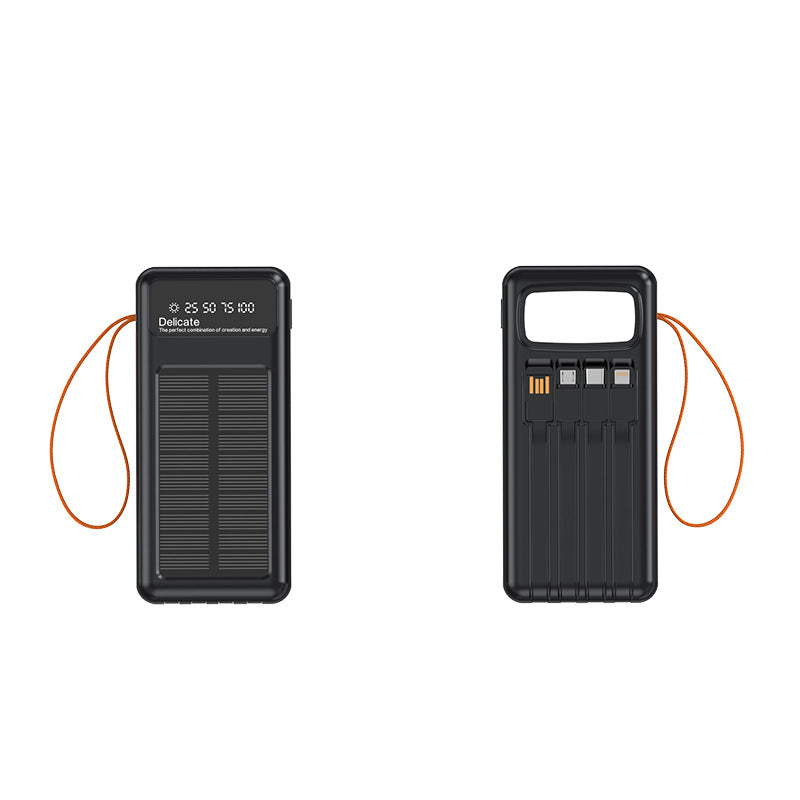 Solar Powerbank with Integrated Charging Cables and Digital Display Kalsten