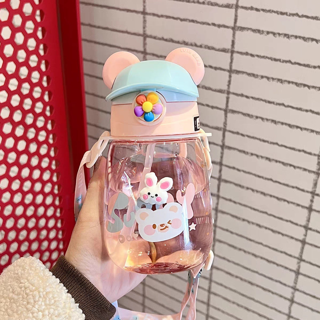 Women Playful Children's Drinking Bottle with Integrated Straw Kalsten