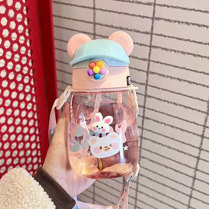 Women Playful Children's Drinking Bottle with Integrated Straw Kalsten
