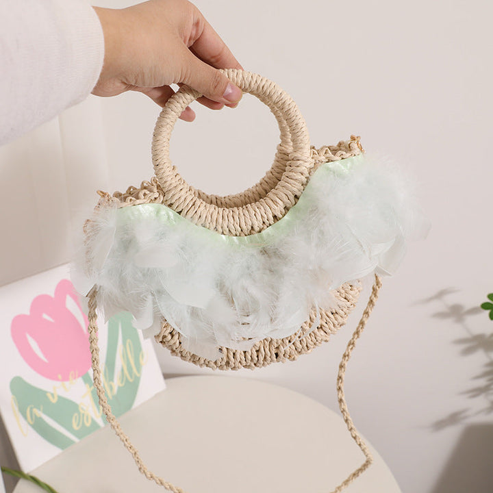 Elegant Basket Bag with Delicate Feather Details Kalsten