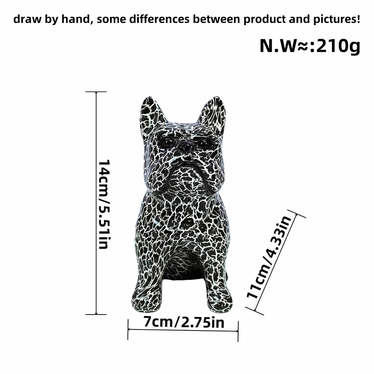 Creative bulldog figurine made of hand-painted resin Acalora