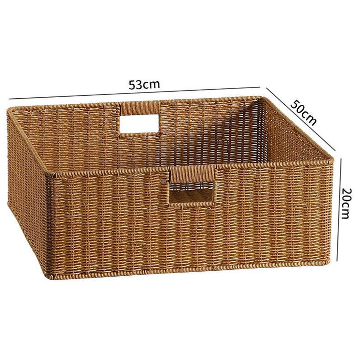Large Handwoven Rectangular Storage Basket with Cutout Handles Kalsten