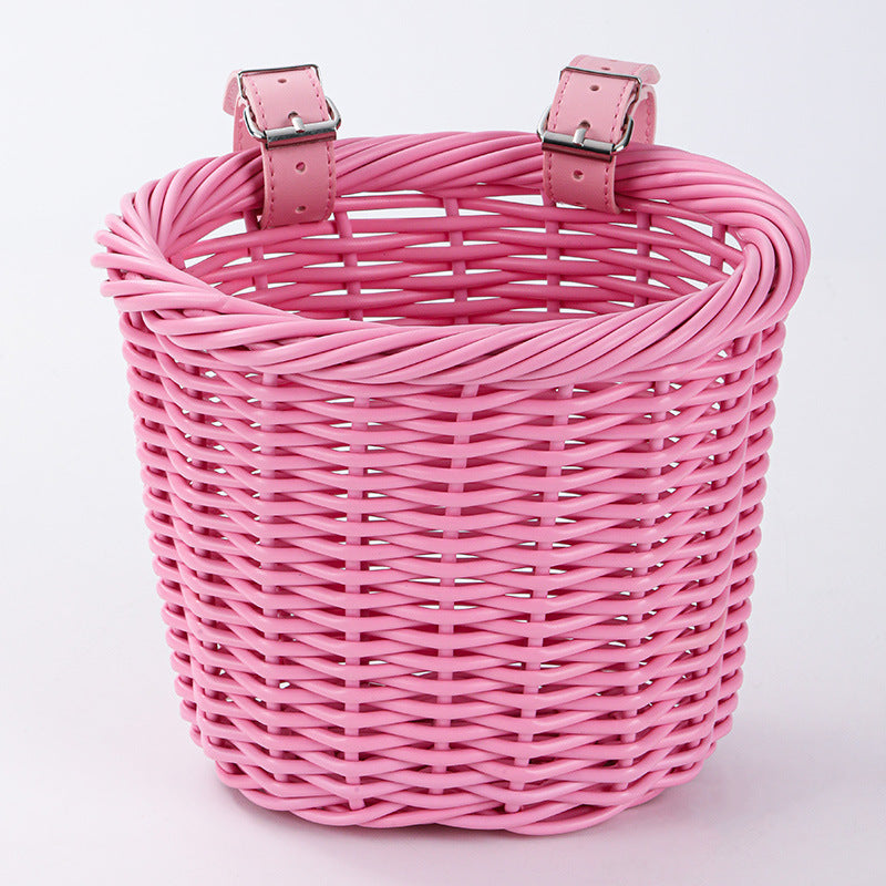 Woven Storage Basket with Adjustable Leather Straps Kalsten