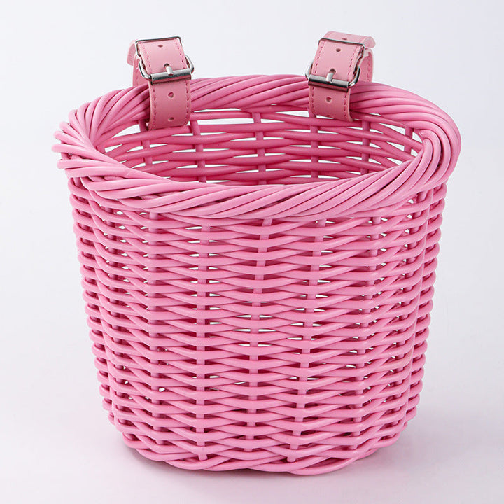 Woven Storage Basket with Adjustable Leather Straps Kalsten