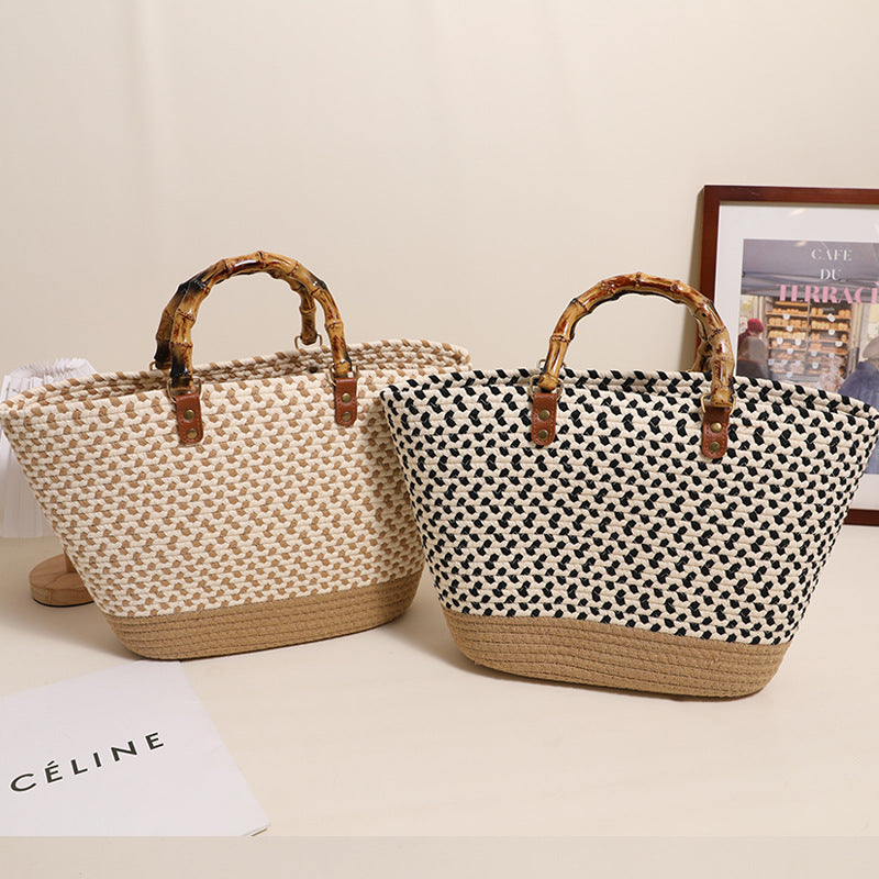 Elegant bamboo handle shopping bag Kalsten