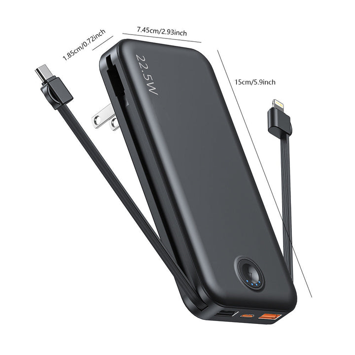 Powerbank with Integrated Wall Plug and Dual Charging Function Kalsten