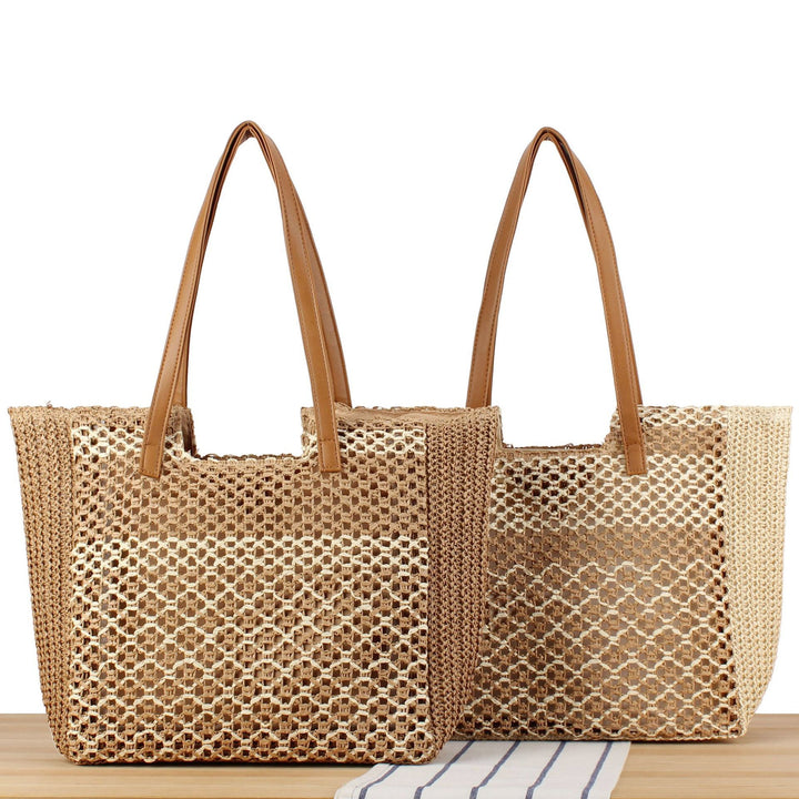 Woven beach bag with leather handles Kalsten