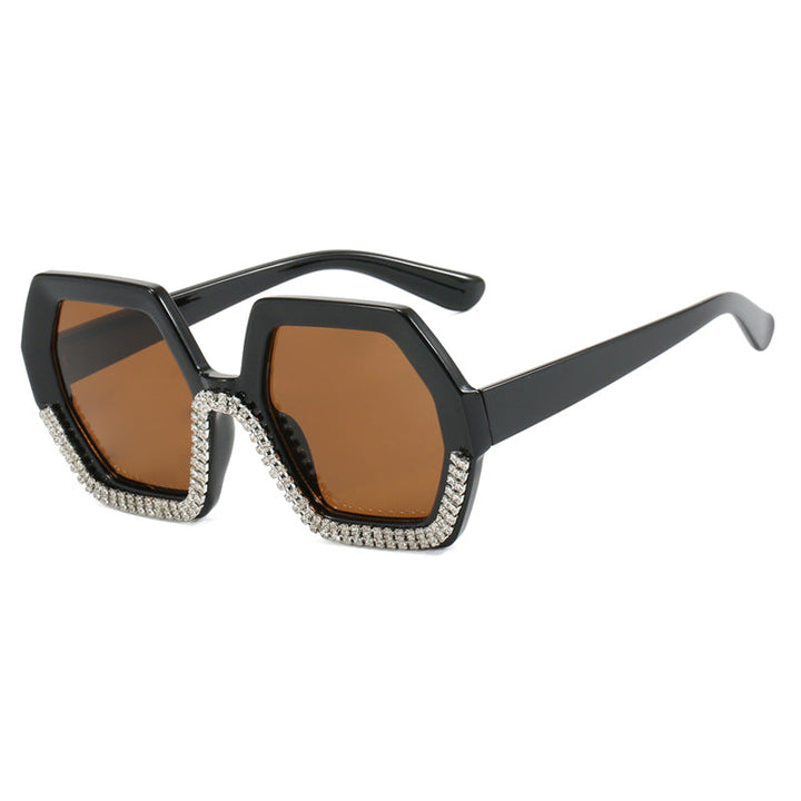 Women's extravagant sunglasses with hexagonal frame and rhinestone accents Kalsten