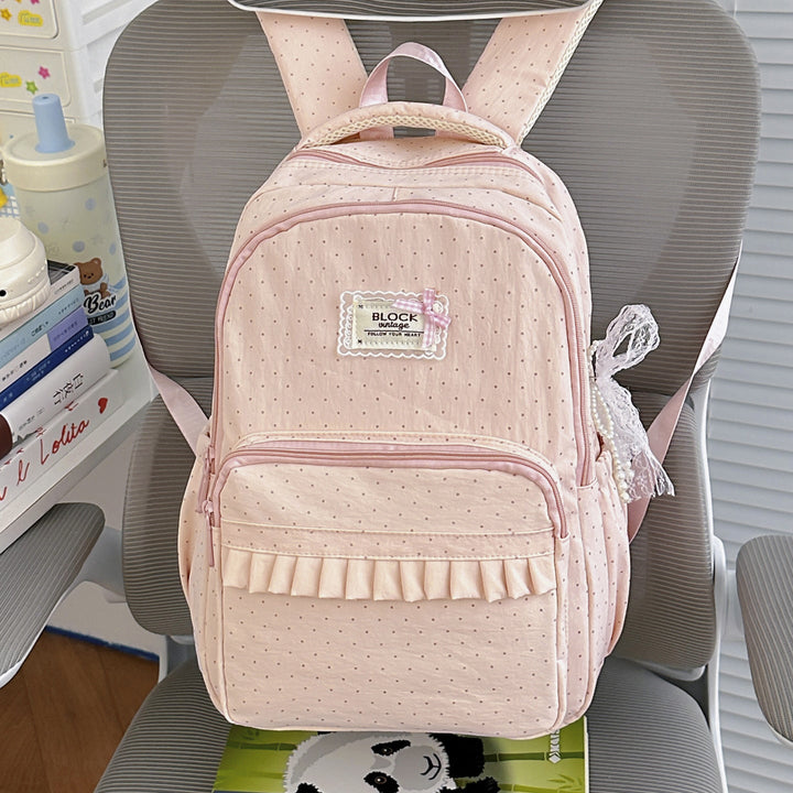Cute Ruffled Patterned School Backpack