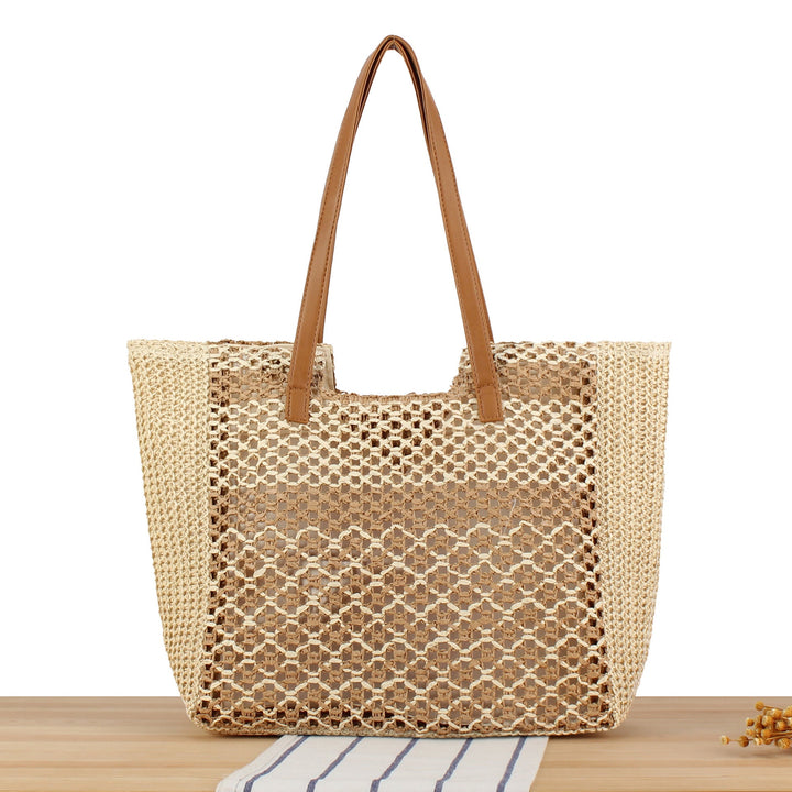 Woven beach bag with leather handles Kalsten