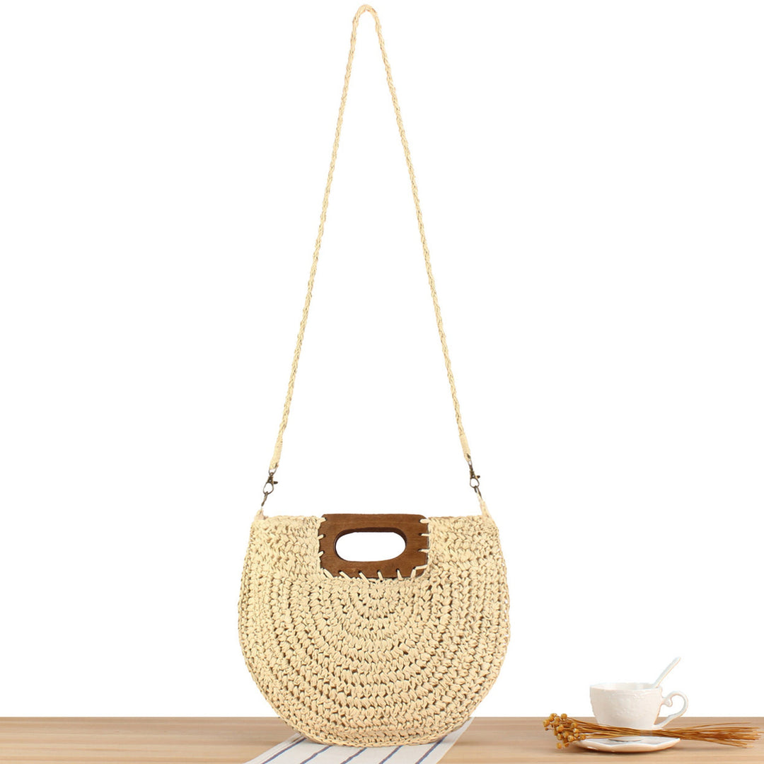 Macrame Crossbody Bag with Wooden Handle Kalsten