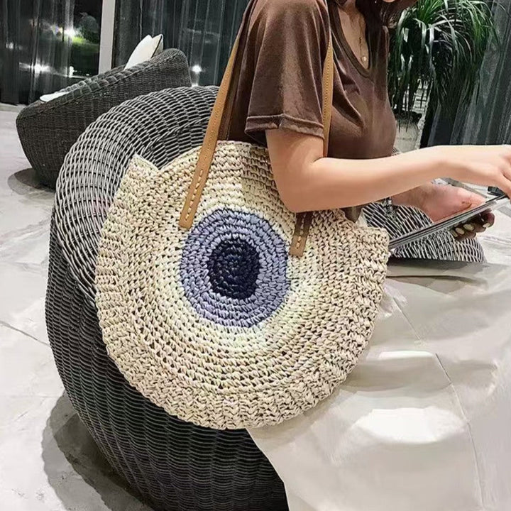 Handcrafted straw bag with eye-catching gradient Kalsten