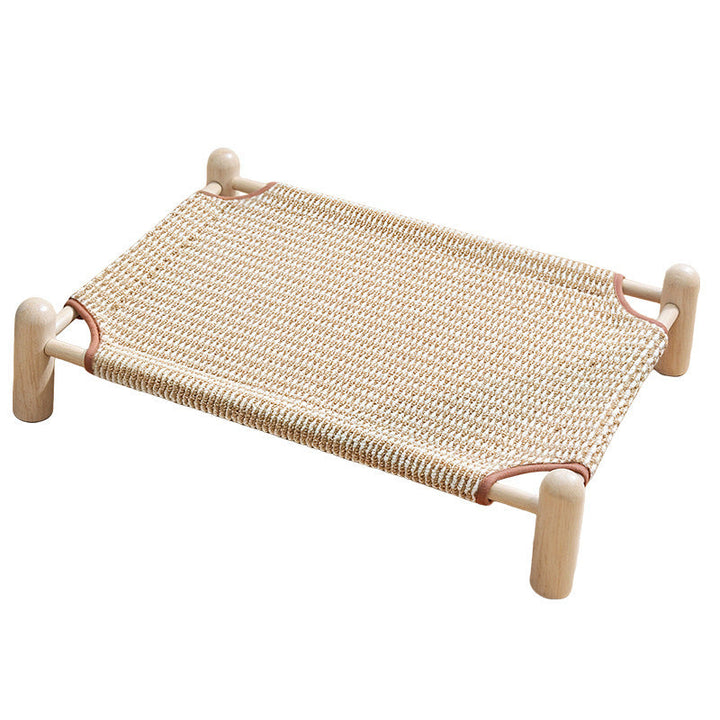 Unisex nan raised wooden pet bed with breathable, woven cover Kalsten