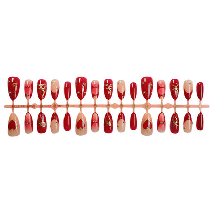 Decorative Press-On Nail Set with Elegant Heart and Floral Designs Acalora