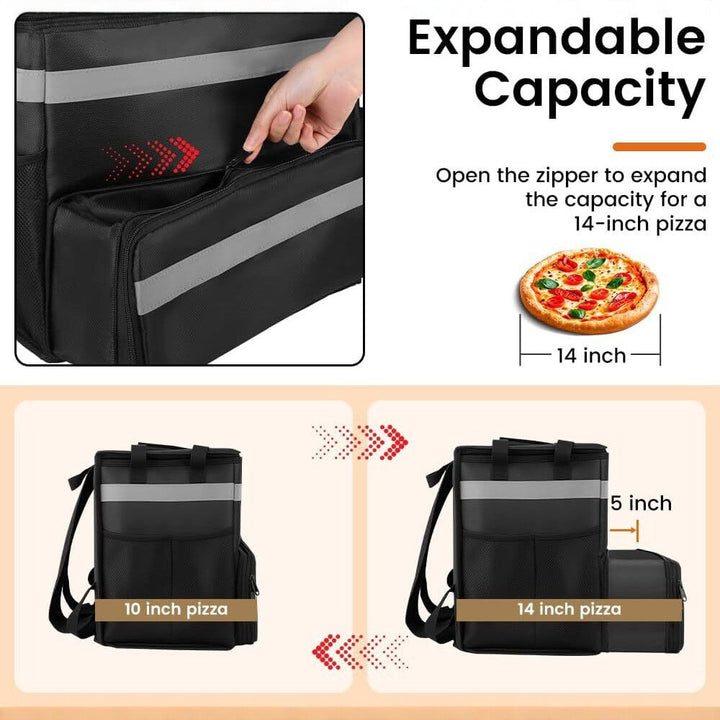 Women's Insulated Pizza Delivery Bag with Drink Holders and Reflectors Kalsten
