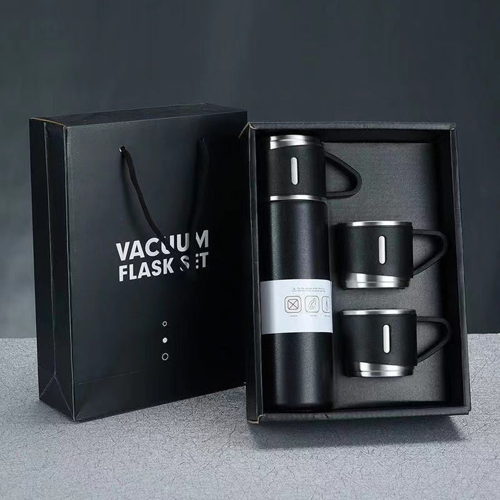 Women’s stainless steel vacuum flask with two accompanying cups Kalsten