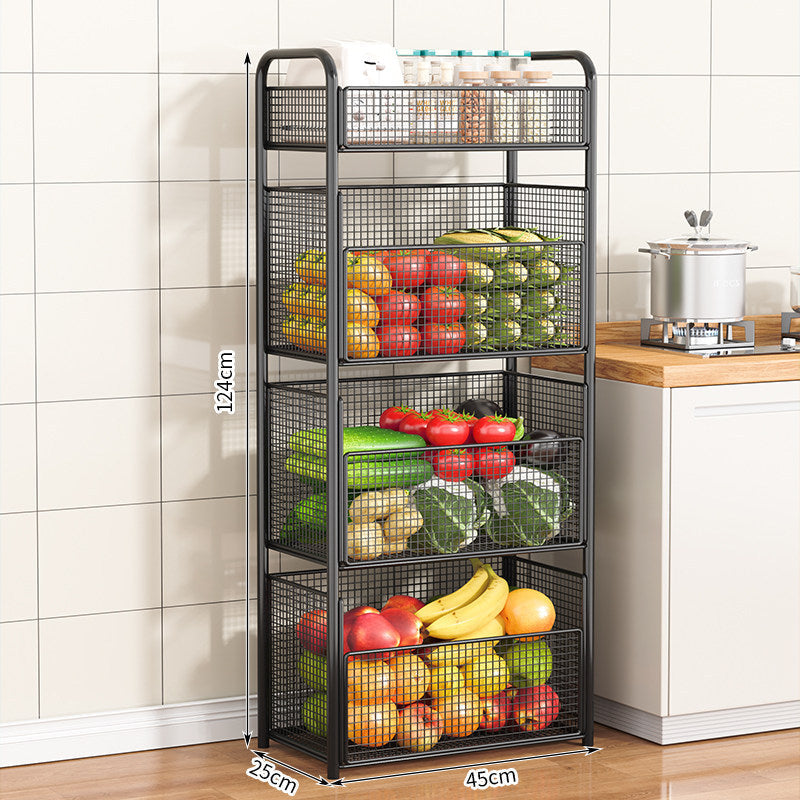 Rolling Kitchen Storage Organizer with Adjustable Mesh Baskets Kalsten