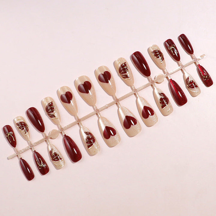 Artistic Heart-Accented Press-On Nail Set Kalsten