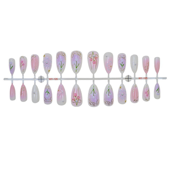 Elegant Floral-Design Press-On Nail Set Kalsten