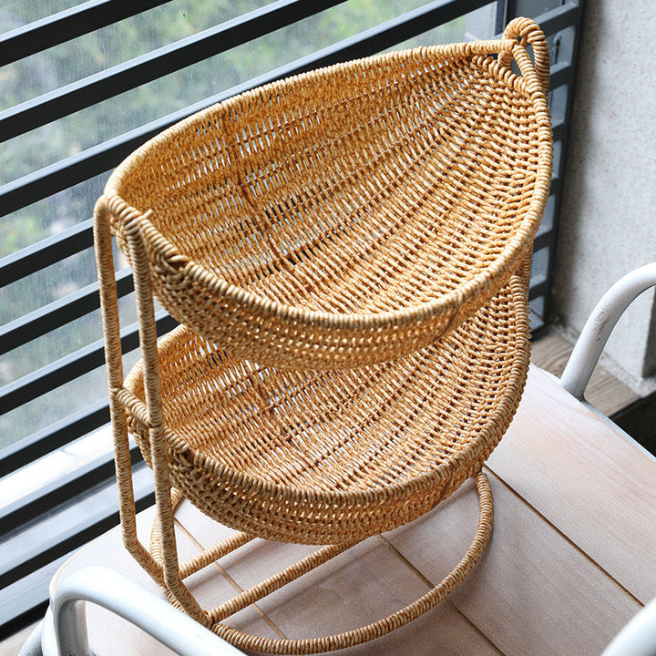 Women Two-Tier Rattan Basket Kalsten