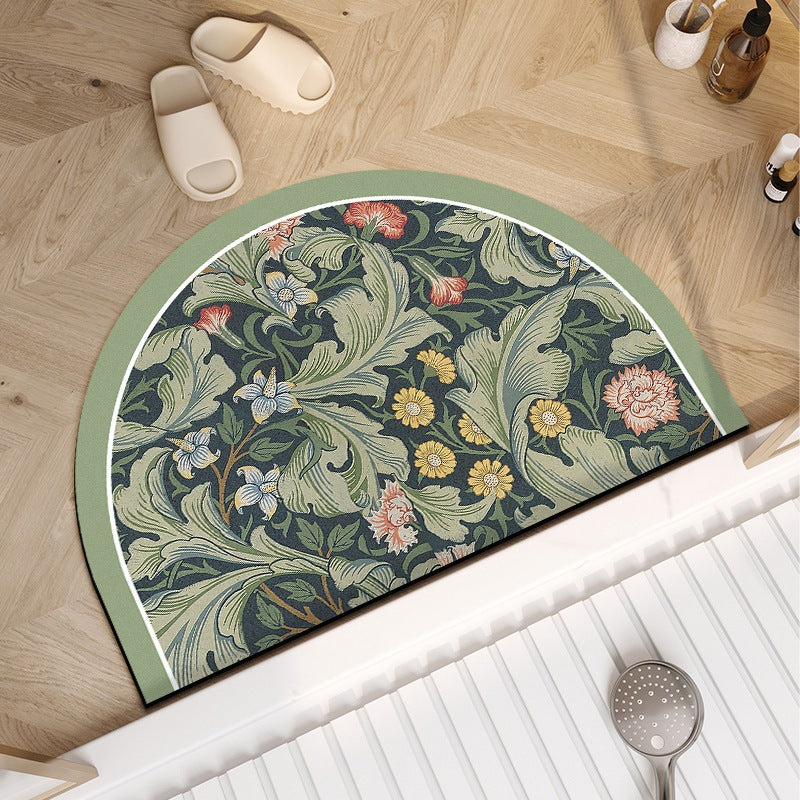 Ornate Half-Round Bath Mat