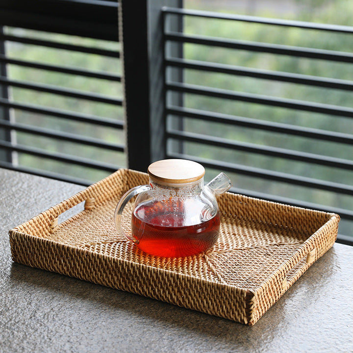Unisex Rectangular Serving Tray made of natural wicker Kalsten
