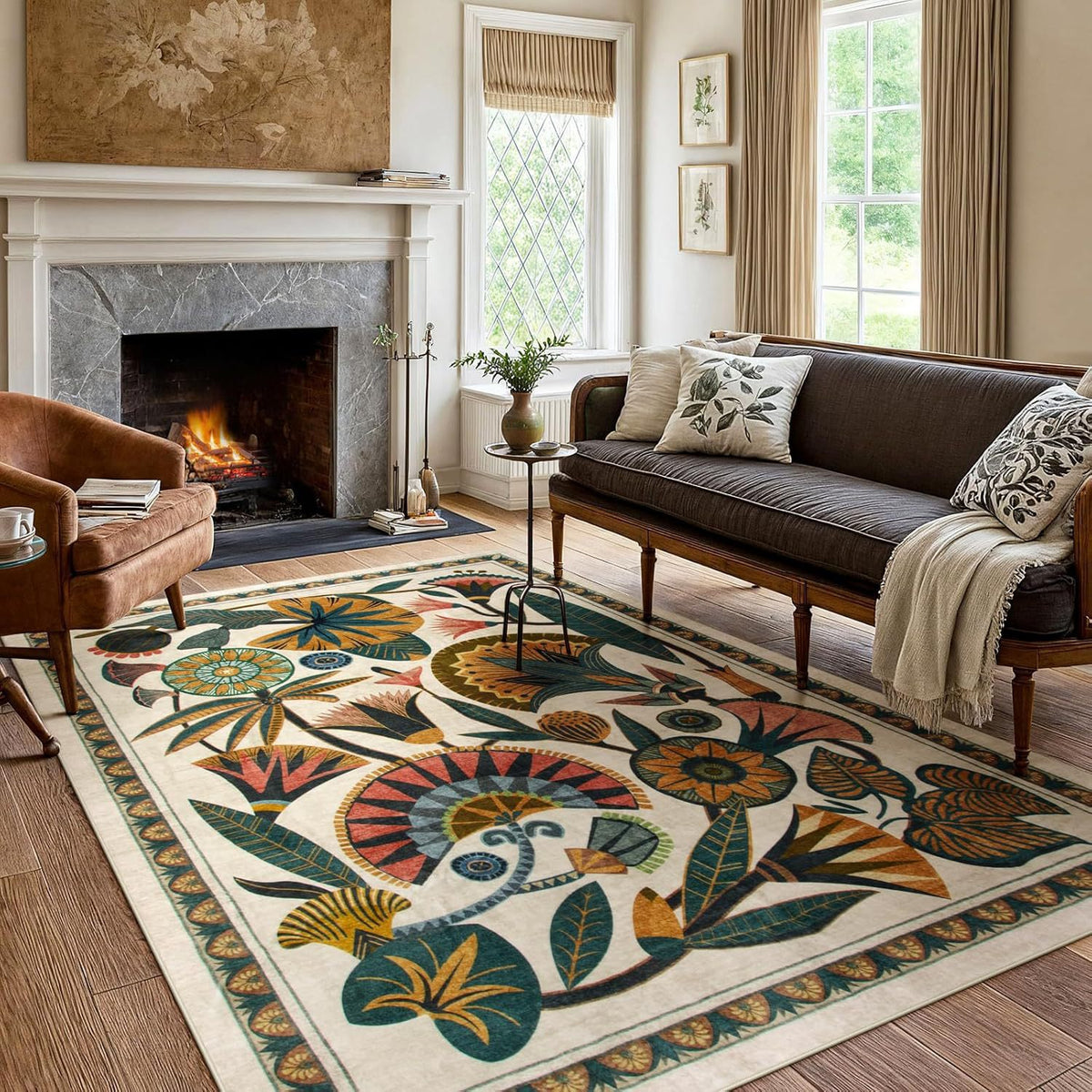 Floral Pattern Area Rug Acalora