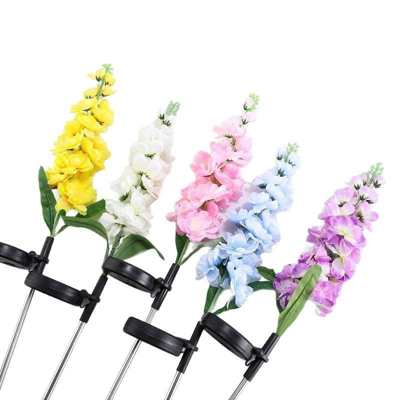 Decorative Tall Artificial Delphinium Garden Stake With Stainless Steel Spike And Adjustable Clip Kalsten