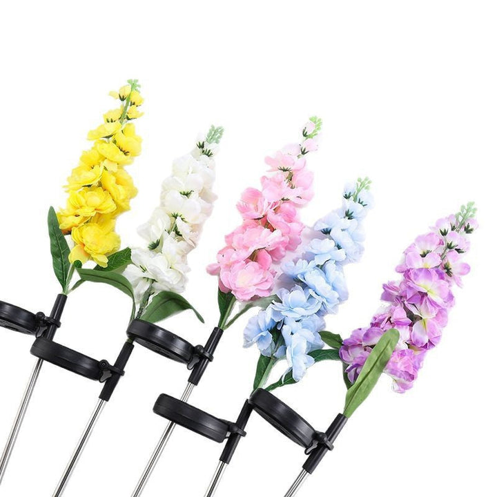 Decorative Tall Artificial Delphinium Garden Stake With Stainless Steel Spike And Adjustable Clip Kalsten