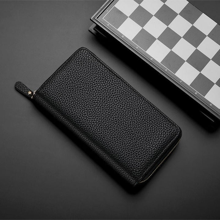 Textured Leather Zip-Around Wallet Kalsten