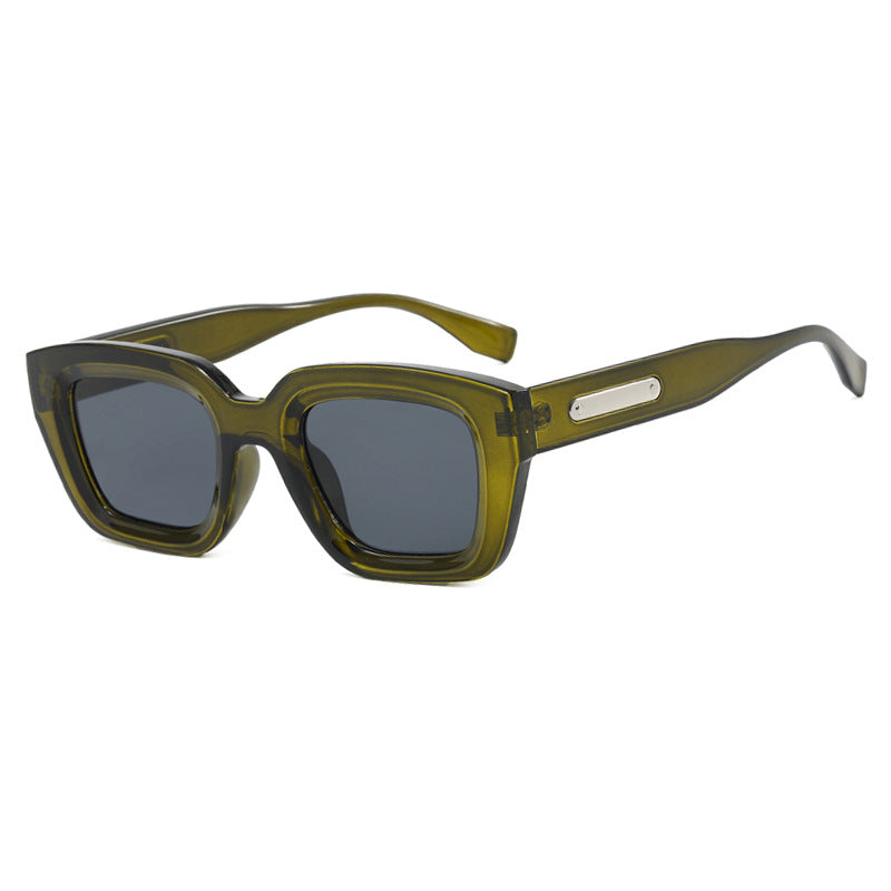 Women's square sunglasses with transparent frame and brown lenses Kalsten