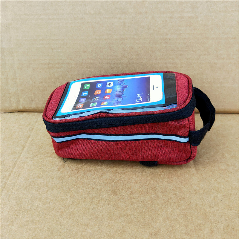 touchscreen top tube bike bag with waterproof compartment and reflective strip Kalsten