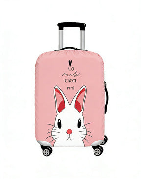 Women's stretchable suitcase cover with rabbit motif, tear-resistant stretch material and openings for handle and wheels Kalsten