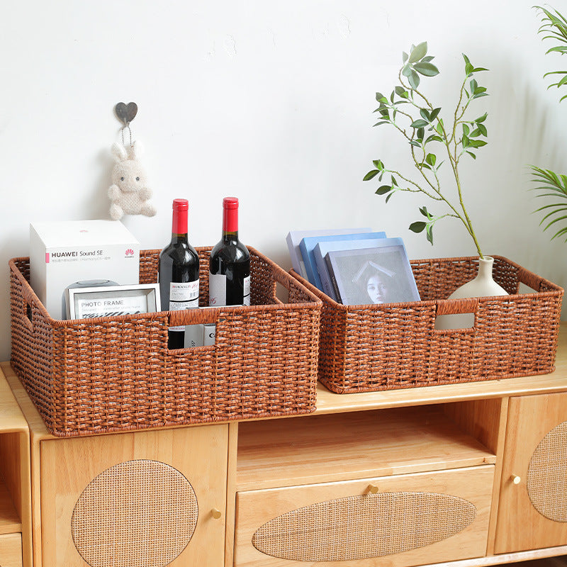 Large Woven Storage Bin with Ergonomic Cutout Handles Kalsten