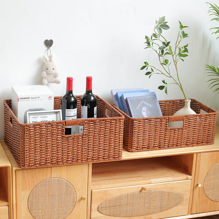 Large Woven Storage Bin with Ergonomic Cutout Handles Kalsten