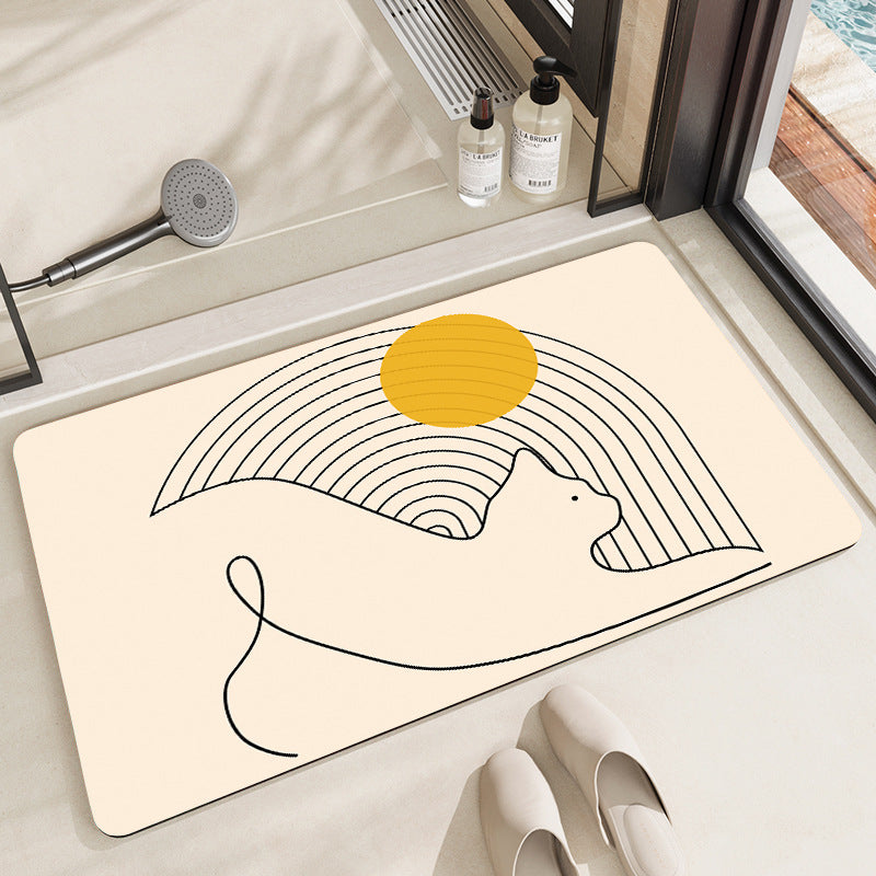 Artistic Cat-Themed Bath Mat Acalora